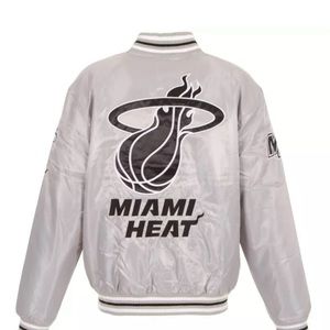 NEW Size XL Men's JH Design Silver Miami Heat Satin Jacket 3360694